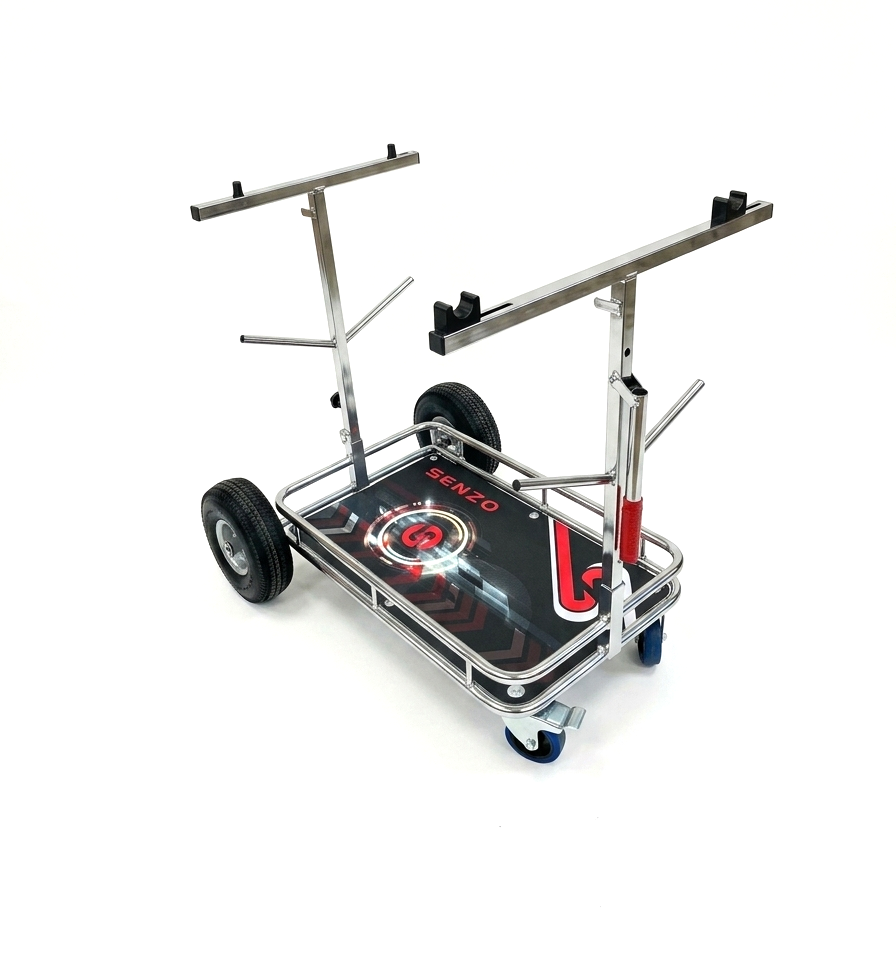 Senzo Chrome 4 Wheel Kart Trolley w/Tyre Posts